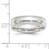 10k White Gold 6mm Milgrain Half Round Comfort Fit Wedding Band